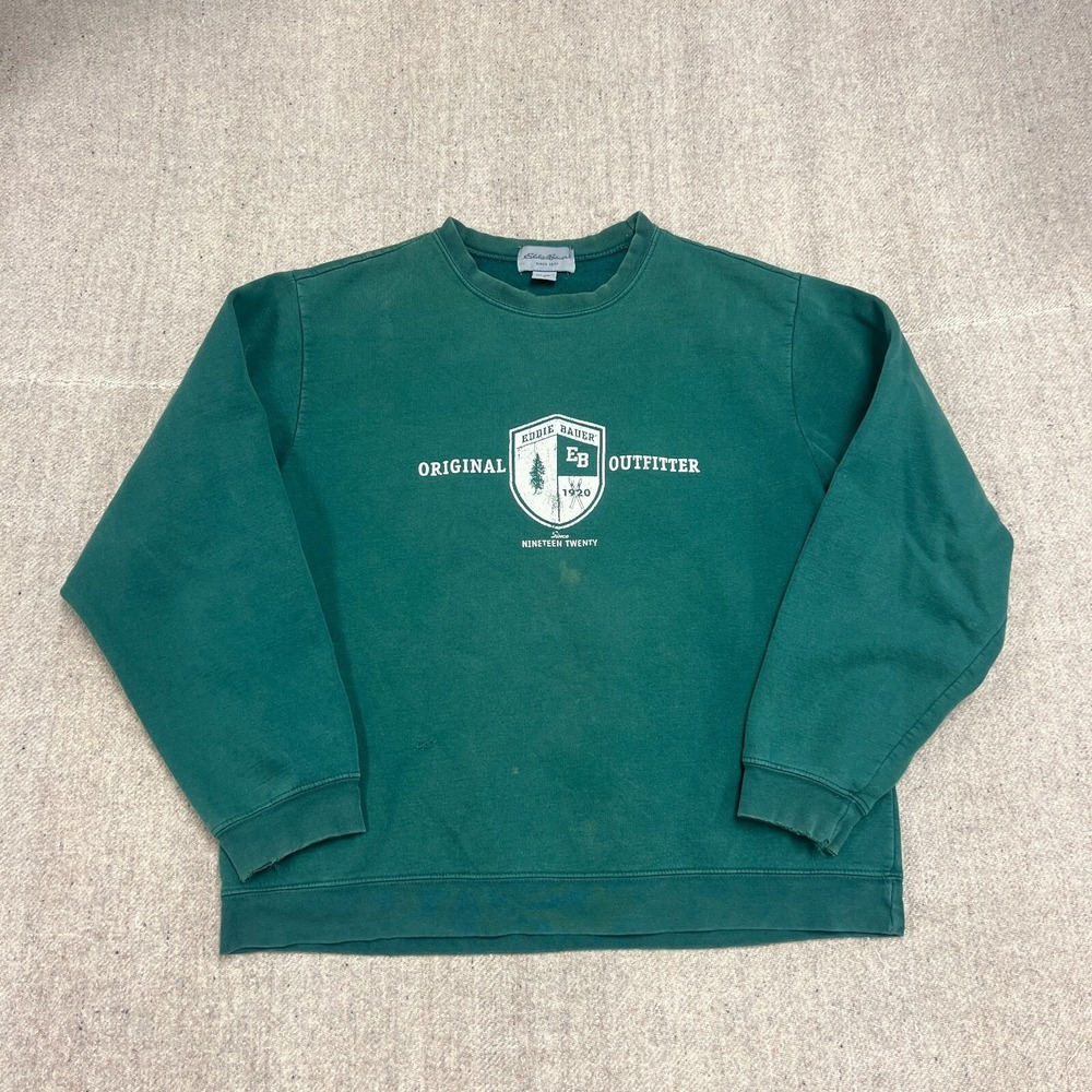 Vintage Eddie Bauer‎ Sweatshirt Mens Medium Green 1990s Original Outfitter